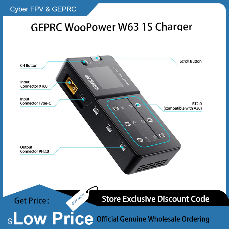 Drone Racing Charger - Carregador GEPRC WooPower W63 1S para