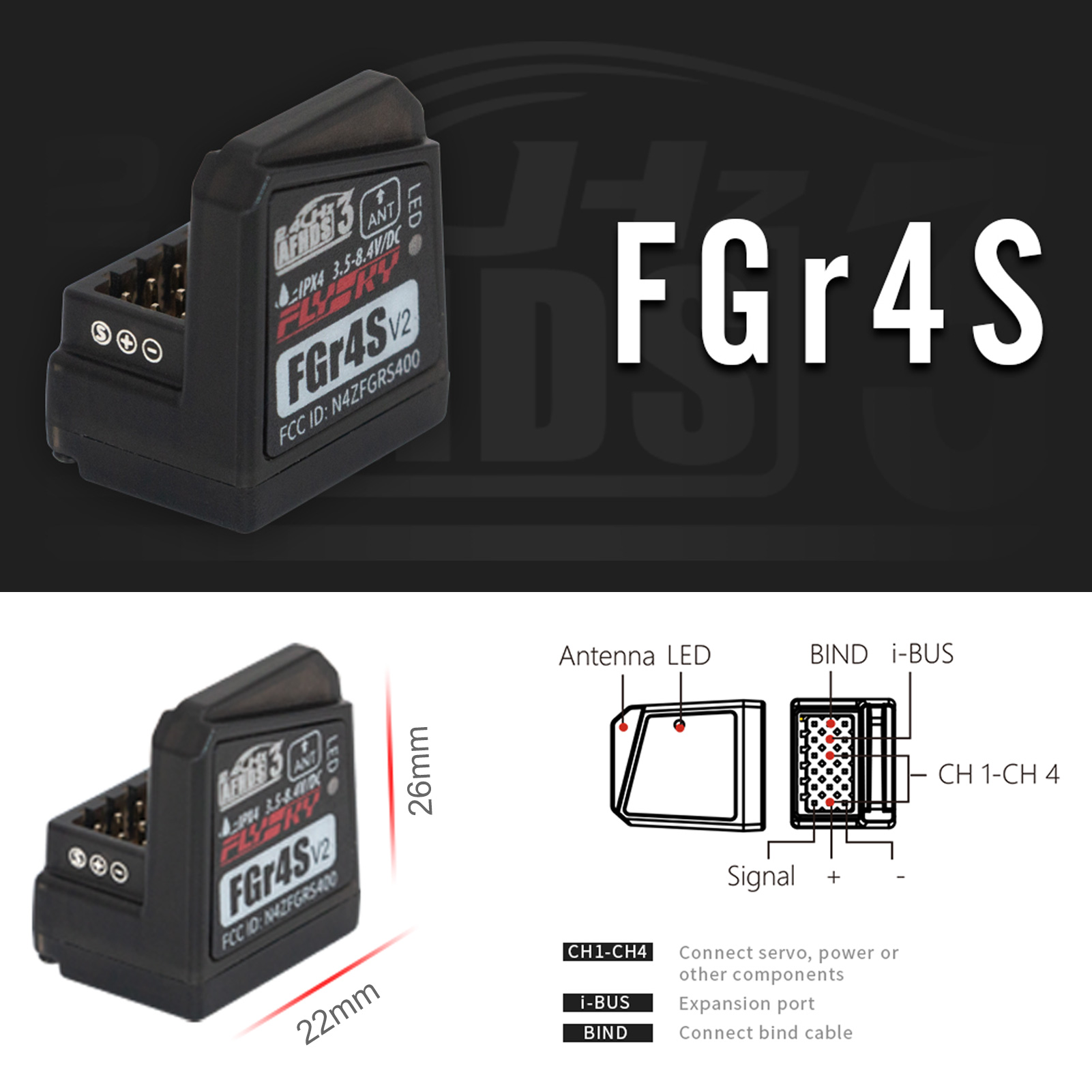 Flysky fgr4s v2 receptor afhds - Drone Racing Receiver avaliação e preço