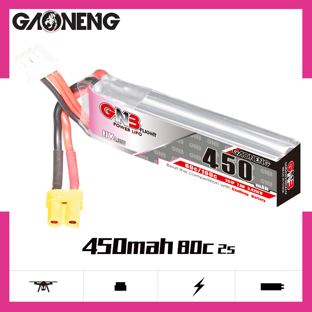 Bateria lipo gnb hv 2s 7.6v 45 - Drone Racing Battery avaliação e preço